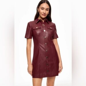 TOCCIN Faux Leather Short Sleeve Dress